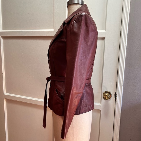 Vintage Merlot Leather Blazer Jacket•Sz XS - Picture 3 of 11